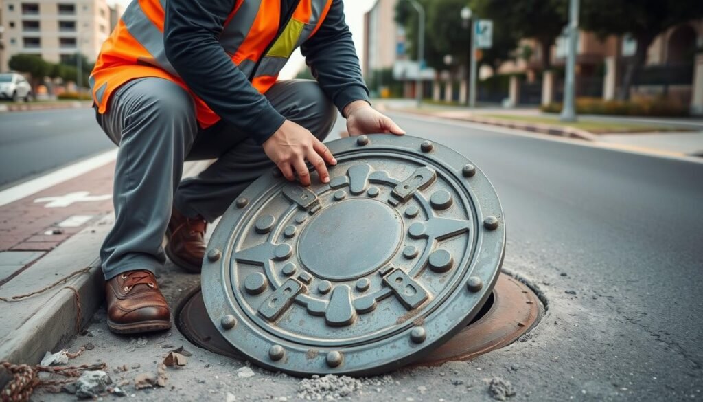 تركيب غطاء منهول