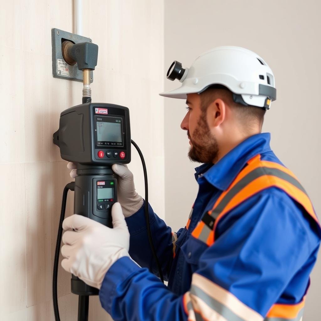 فني صحي العدان يستخدم أجهزة متطورة للكشف عن تسربات المياه فني صحي العدان يستخدم أجهزة متطورة للكشف عن تسربات المياه