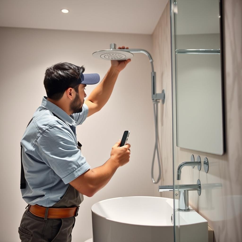 فني صحي العدان يقوم بتركيب أدوات صحية جديدة فني صحي العدان يقوم بتركيب أدوات صحية جديدة