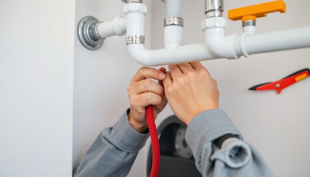 فني صحي جنوب سعد العبدالله يقوم بإصلاح مواسير المياه