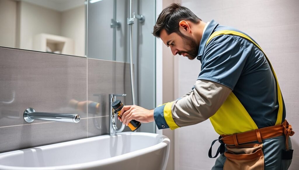 فني صحي صبحان يقوم بإصلاح تسربات المياه باحترافية