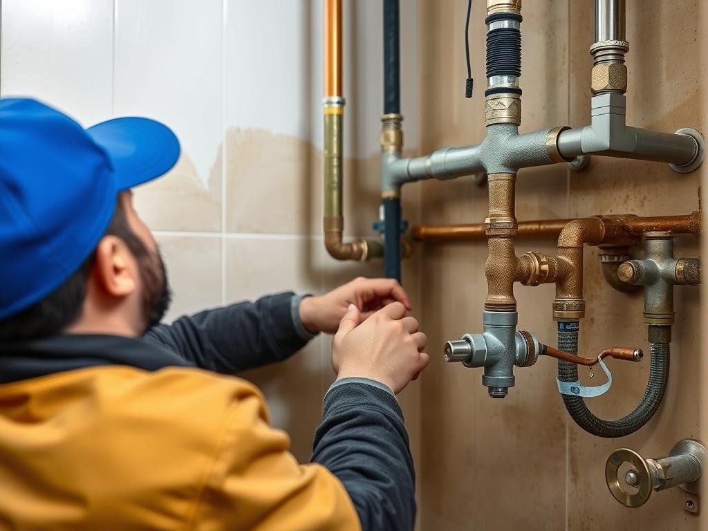 فني صحي يقوم بفحص وصيانة نظام السباكة في منزل بالوفرة فني صحي يقوم بفحص وصيانة نظام السباكة في منزل بالوفرة