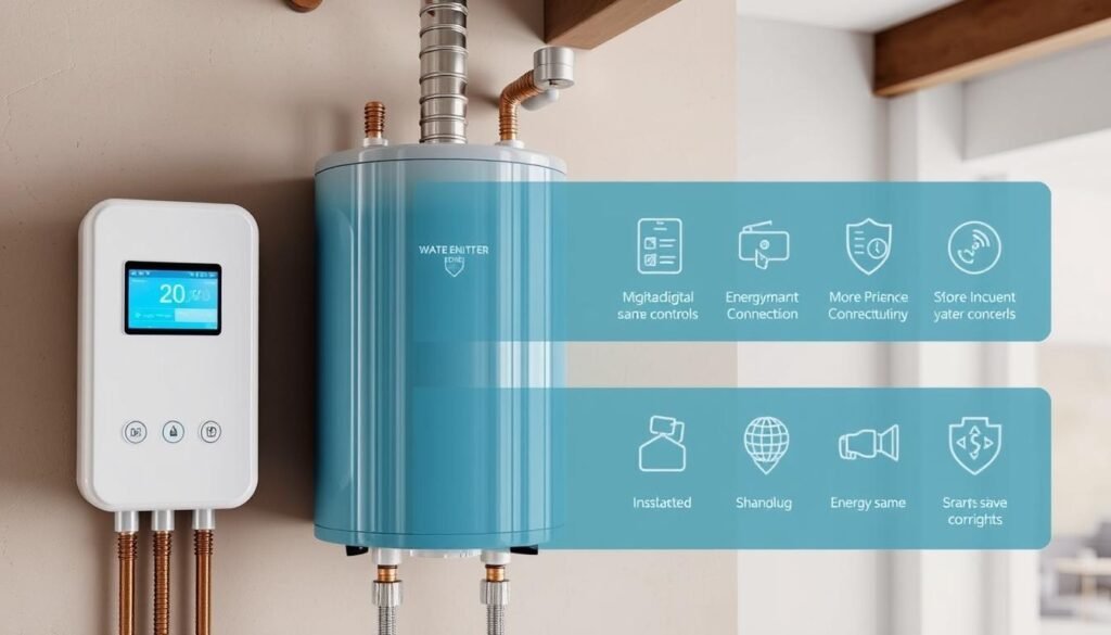 سخان مياه حديث بتقنيات متطورة يتم تركيبه في منزل عصري