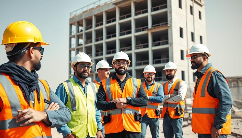 فريق مقاول عام الكويت المحترف أثناء العمل في أحد المشاريع