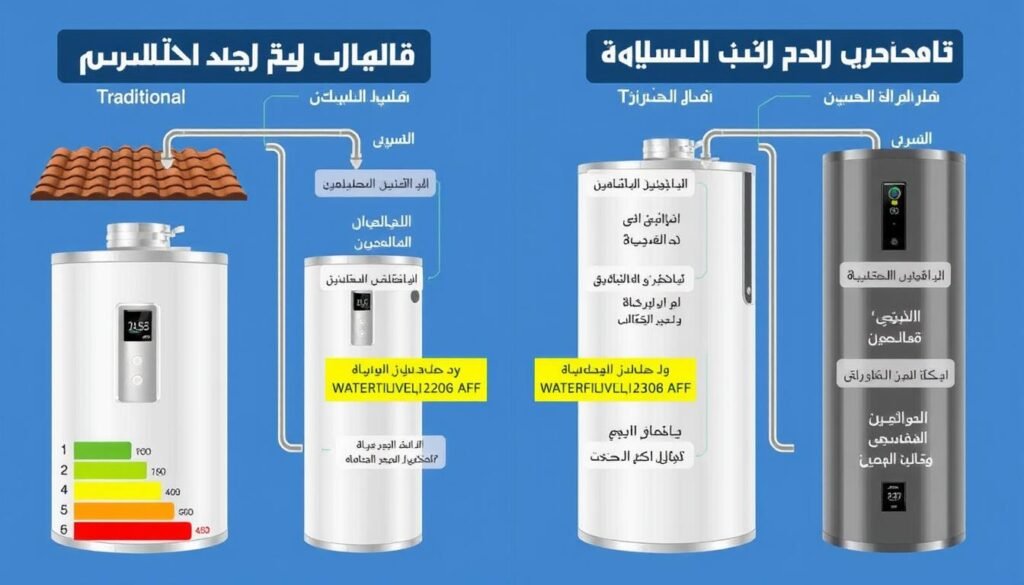 مقارنة بين السخانات التقليدية والحديثة من حيث الكفاءة وتوفير الطاقة