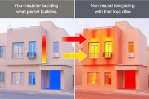 مقارنة بين المباني المعزولة وغير المعزولة في مبارك الكبير