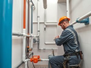 مقاول صحى يقوم بتركيب شبكات المياه والصرف الصحي