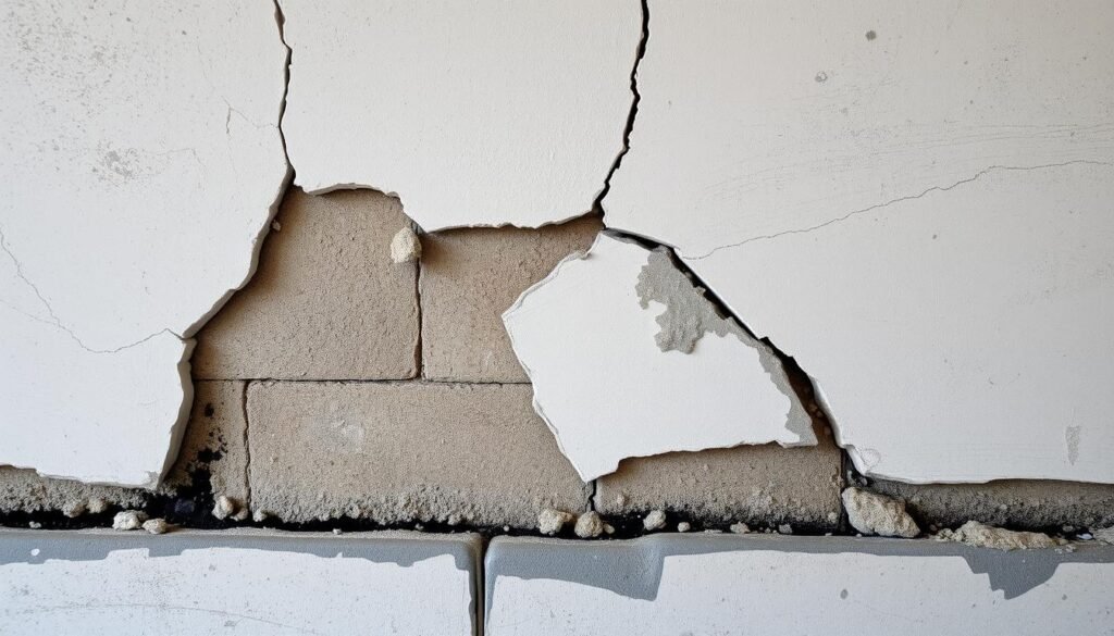 أضرار تسربات المياه على المباني تظهر تشققات وبقع رطوبة على الجدران - كشف الخرير وتسربات المياه