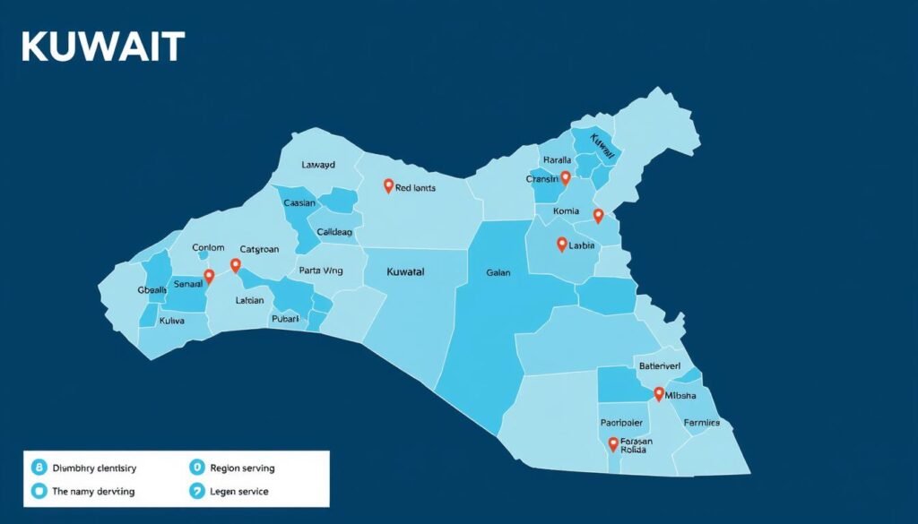 خريطة مناطق خدمة فني صحي في الكويت