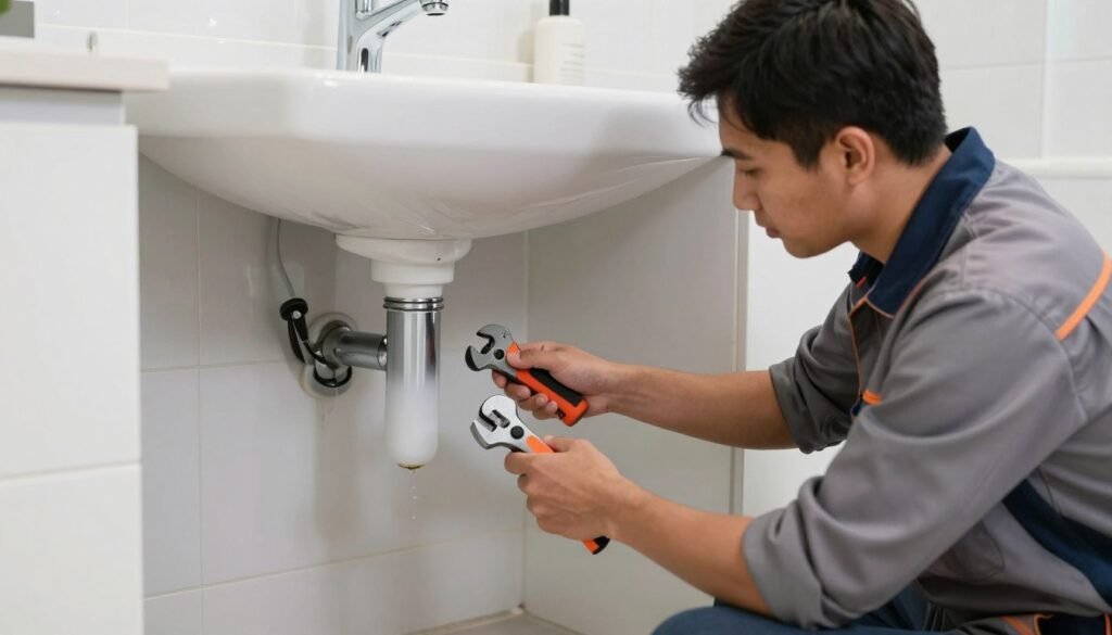 سباك صحي الكويت يقوم بإصلاح تسريب مياه