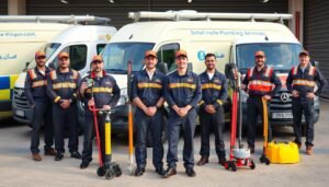 فريق فني صحي السلام المحترف مع معدات متطورة