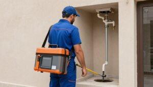 فني تسليك مجاري يقوم بزيارة منزلية في الكويت