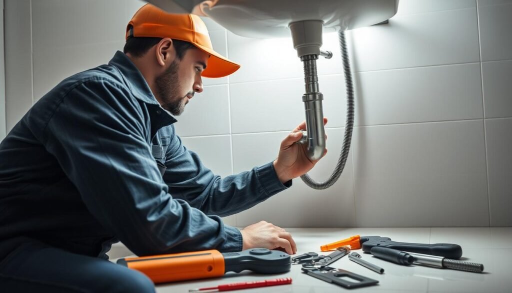 فني صحي الجهراء يقوم بإصلاح تسريب مياه