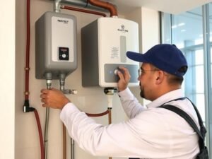 فني صحي الكويت يقوم بتركيب سخان مياه مركزي