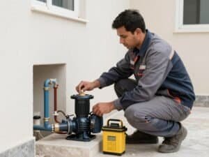 فني صحي الكويت يقوم بتركيب مضخة مياه