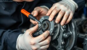 فني يقوم بإصلاح مضخة مياه باستخدام أدوات متخصصة وقطع غيار أصلية