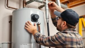 فني يقوم بتركيب سخانات مركزيّة مع توضيح خطوات العمل