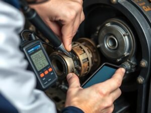 فني يقوم بفحص وتشخيص مشاكل في مضخة مياه متعطلة