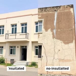 مقارنة بين مبنى معزول وغير معزول في منطقة الدسمة مقارنة بين مبنى معزول وغير معزول في منطقة الدسمة