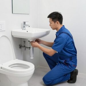 تركيب أدوات صحية حديثة في حمام