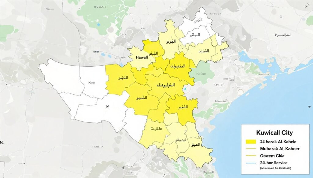 خريطة الكويت توضح مناطق تغطية خدمات سباك 24 ساعة