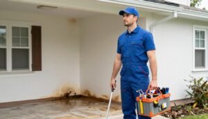 سباك صحي يستجيب لحالة طارئة في منزل