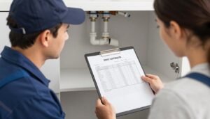 سباك صحي يقدم تقديرًا لتكلفة إصلاح تسرب مياه