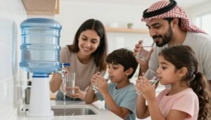عائلة كويتية تستمتع بمياه نقية من فلتر مياه منزلي