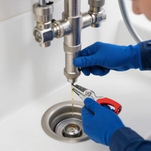 عملية تسليك مجاري باستخدام معدات حديثة