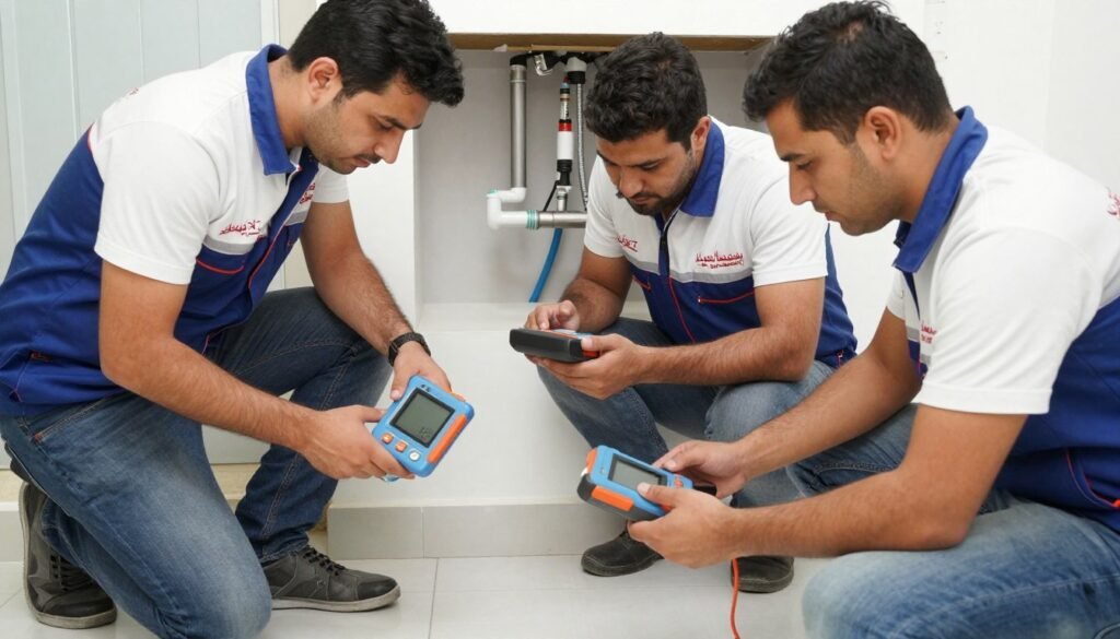 فريق سباك 24 ساعة الكويت المحترف أثناء العمل