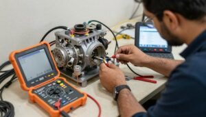 فني يقوم بإصلاح مشكلة في مضخة مياه تركيب مضخات مياه الكويت