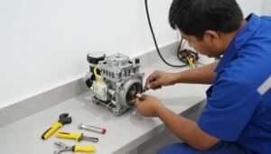 فني يقوم بتركيب مضخة مياه في منزل كويتي تركيب مضخات مياه الكويت