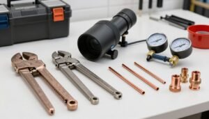 أدوات فني صحي احترافية مع معدات السباكة الحديثة