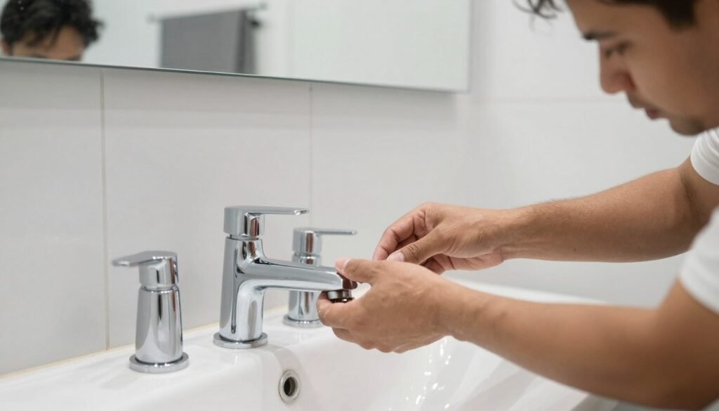 تركيب الأدوات الصحية الحديثة في الحمام الجديد