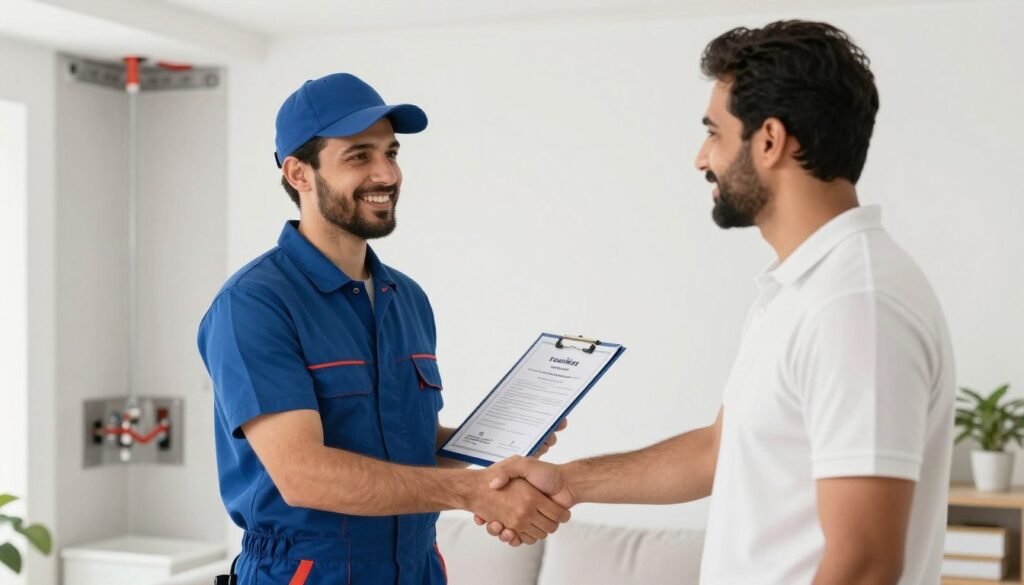 عميل راضي عن خدمة فني صحي الكويت