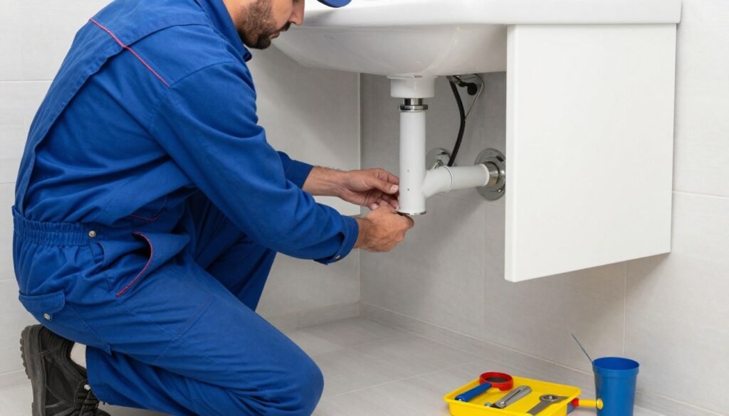 فني صحي الكويت يعمل على إصلاح مشاكل السباكة