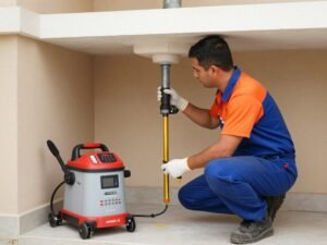 فني صحي في أبو فطيرة يستخدم معدات حديثة لتسليك المجاري فني صحي في أبو فطيرة يستخدم معدات حديثة لتسليك المجاري