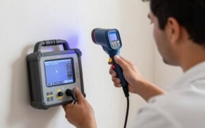 فني صحي يستخدم معدات كشف التسريب الإلكترونية في أبو فطيرة فني صحي يستخدم معدات كشف التسريب الإلكترونية في أبو فطيرة