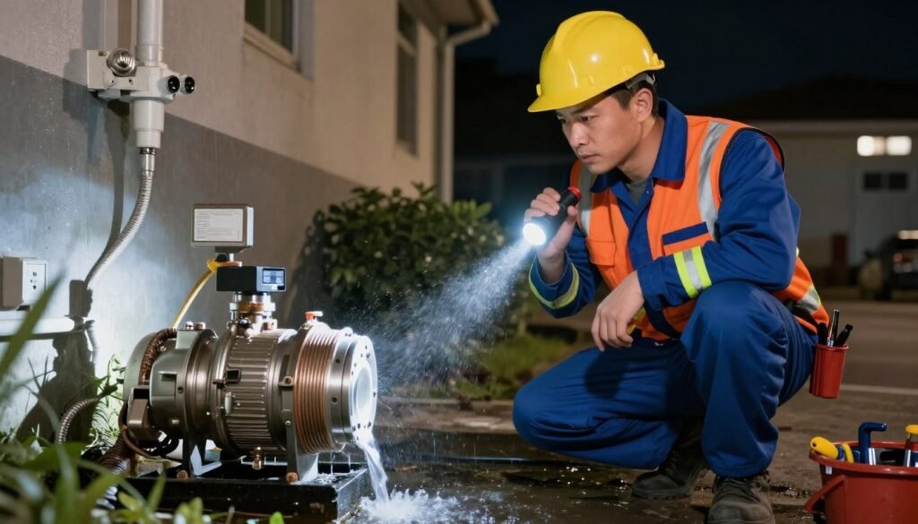 فني طوارئ يستجيب لعطل مضخة مياه