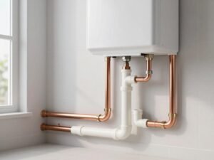 نظام سباكة منزلي حديث في الكويت يظهر الأنابيب والتوصيلات