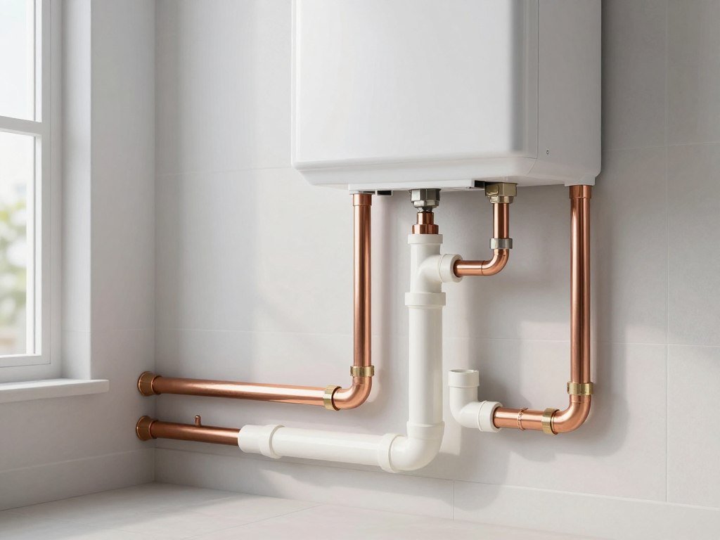 نظام سباكة منزلي حديث في الكويت يظهر الأنابيب والتوصيلات