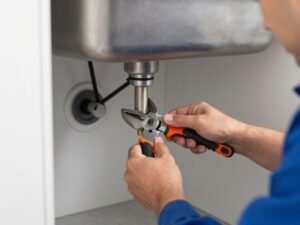 سباك يقوم بإصلاح تسرب المياه في الكويت