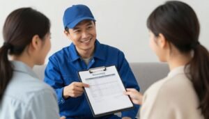 فني يقدم عرض أسعار للعميل فني يقدم عرض أسعار للعميل