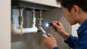 فني يقوم بفحص دوري لنظام السباكة