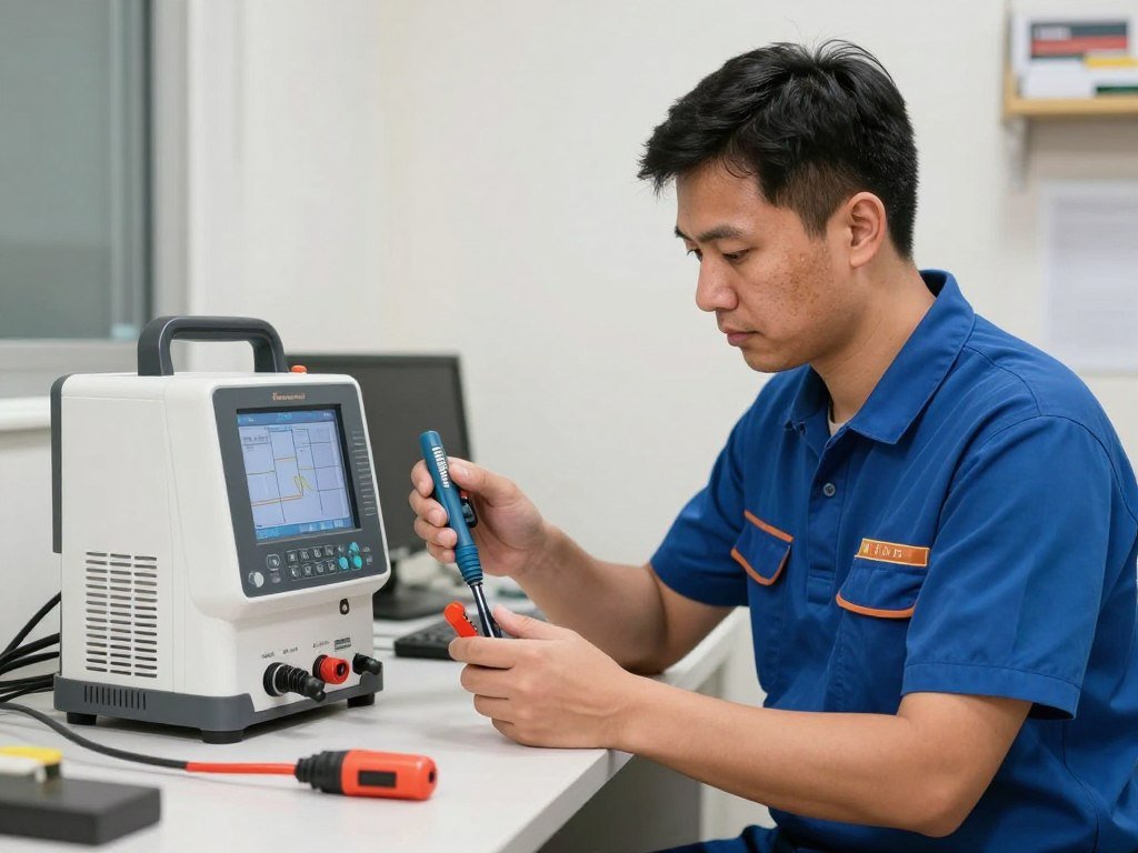 معلم صحي العدان يستخدم معدات حديثة لكشف تسربات المياه