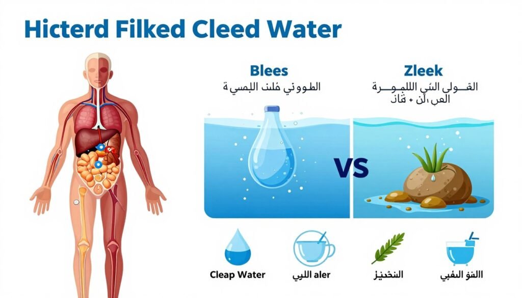 رسم توضيحي للفوائد الصحية لشرب المياه المفلترة