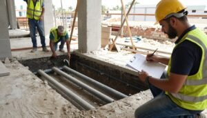 عملية تأسيس السباكة في مبنى تحت الإنشاء في الكويت عملية تأسيس السباكة في مبنى تحت الإنشاء في الكويت