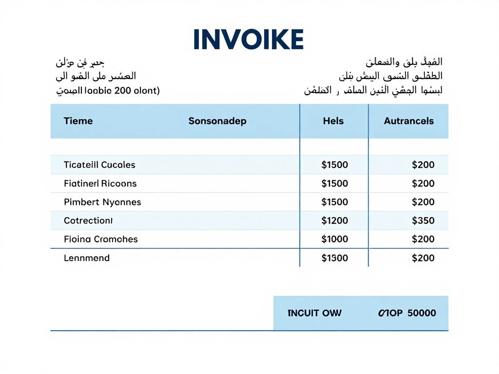 فاتورة واضحة تفصيلية لخدمات السباكة