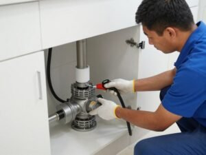 فني صحي الكويت يعمل على تركيب مضخات المياه في مبنى سكني فني صحي الكويت يعمل على تركيب مضخات المياه في مبنى سكني
