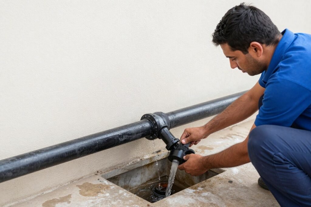 تنظيف أنابيب الصرف بعد تسليك المجاري تنظيف أنابيب الصرف بعد تسليك المجاري